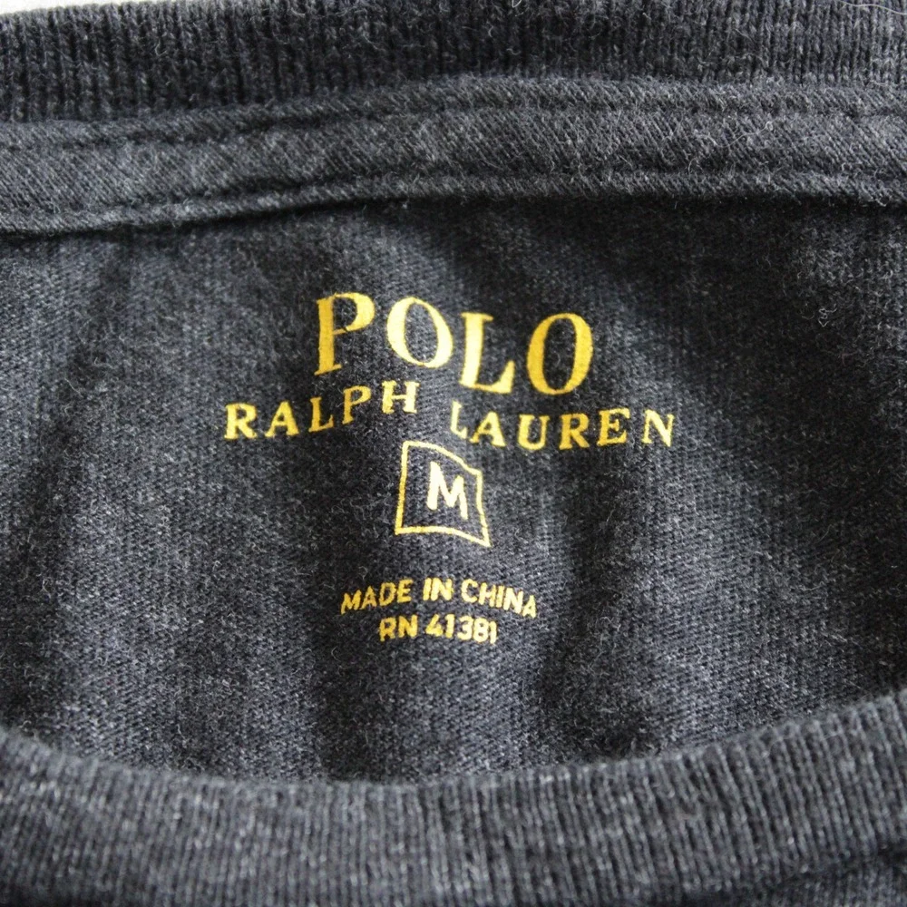 Polo Ralph Lauren Mens M Gray Long Sleeve Pocket T Cotton Pony Logo Casual Relax